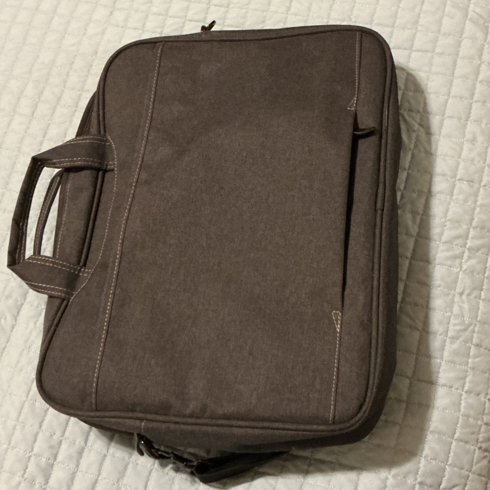 Grey Canvas Laptop Briefcase Bag - Picture 8 of 10
